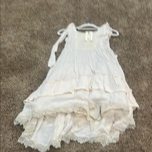 Joyfolie Cream Lace Ruffle Dress